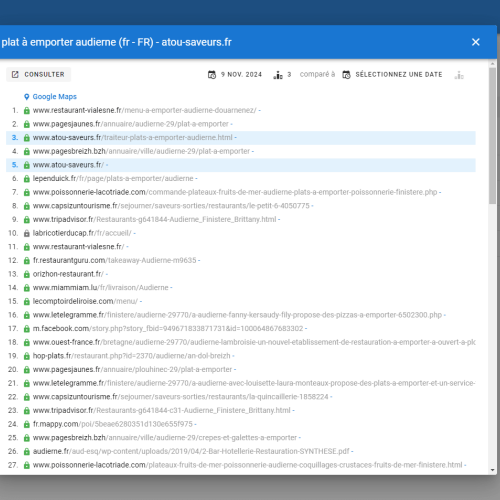 Le site atou-saveurs.fr se positionne en haut de Google pour le mot-clé ' plat à emporter Audierne '