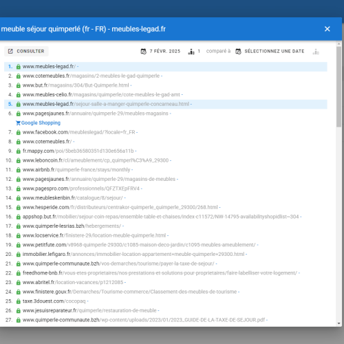 Le site meubles-legad.fr se positionne en haut de Google pour le mot-clé ' meuble séjour Quimperlé '