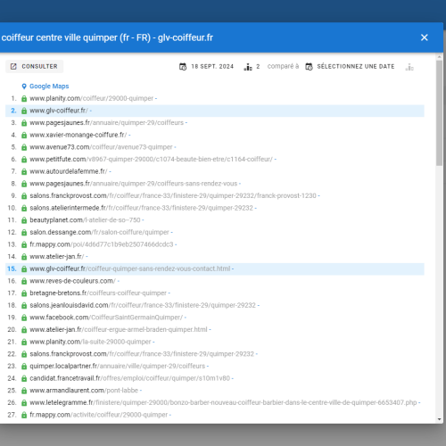 Le site glv-coiffeur.fr se positionne en haut de Google pour le mot-clé ' coiffeur centre ville Quimper '