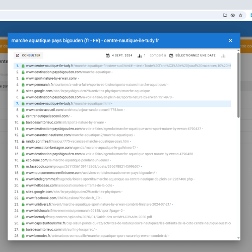 Le site centre-nautique-ile-tudy.fr se positionne en haut de Google pour le mot-clé ' marche aquatique Pays Bigouden '