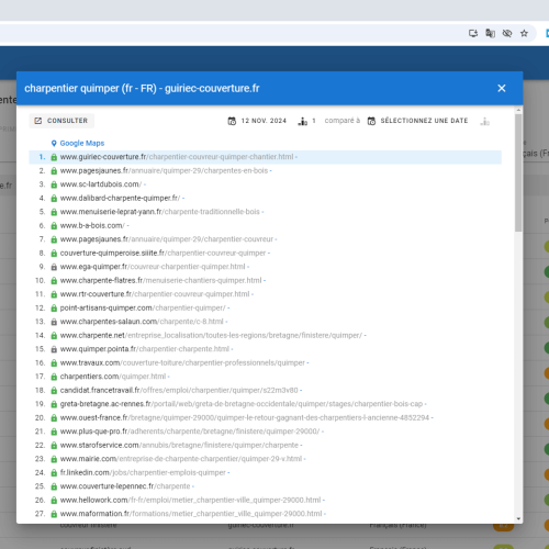 Le site guiriec-couverture.fr se positionne en haut de Google pour le mot-clé ' charpentier Quimper '