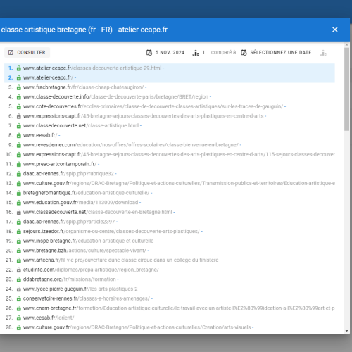 Le site atelier-ceapc.fr se positionne en 1re page de Google pour le mot-clé ' classe artistique Bretagne '
