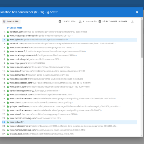 Le site lg-box.fr se positionne en haut de Google pour le mot-clé ' location box Douarnenez '