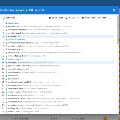 Le site lg-box.fr se positionne en haut de Google pour le mot-clé ' location box Quimper '
