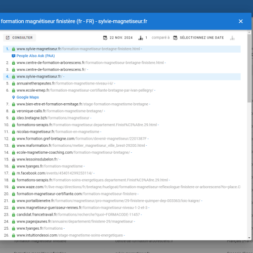 Le site sylvie-magnetiseur.fr se positionne en haut de Google pour le mot-clé ' formation magnétiseur Finistère '