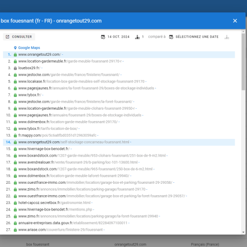 Le site onrangetout29.com se positionne en haut de Google pour le mot-clé ' box Fouesnant '