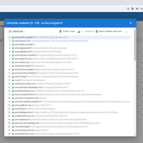 Le site au-feu-d-argent.fr se positionne en haut de Google pour le mot-clé ' cheminée Audierne '