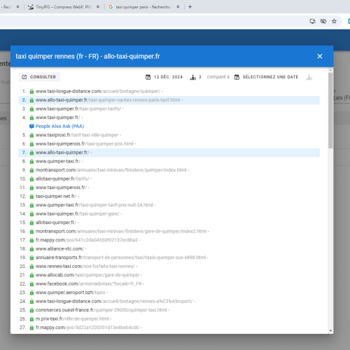 Le site allo-taxi-quimper.fr se positionne en haut de Google pour le mot-clé ' taxi Quimper Rennes '