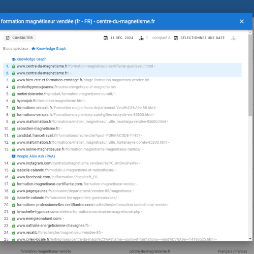Le site centre-du-magnetisme.fr se positionne en haut de Google pour le mot-clé ' formation magnétiseur Vendée '