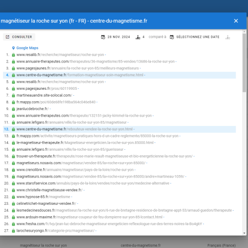 Le site centre-du-magnetisme.fr se positionne en haut de Google pour le mot-clé ' magnétiseur La Roche sur Yon '