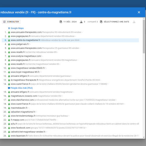 Le site centre-du-magnetisme.fr se positionne en haut de Google pour le mot-clé ' rebouteux Vendée '
