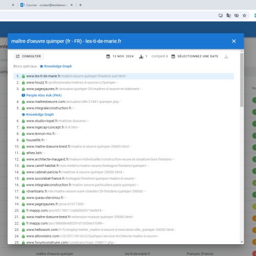 Le site les-ti-de-marie.fr se positionne en haut de Google pour le mot-clé ' maître d'oeuvre Quimper '