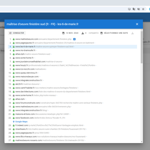 Le site les-ti-de-marie.fr se positionne en haut de Google pour le mot-clé ' maîtrise d'oeuvre Finistère sud '