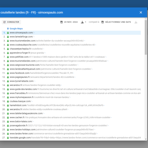 Le site simoespaulo.com se positionne en haut de Google pour le mot-clé ' coutellerie Landes '