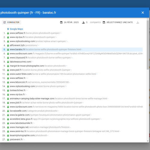 Le site baraloc.fr se positionne en 1re page de Google pour le mot-clé ' photobooth Quimper '
