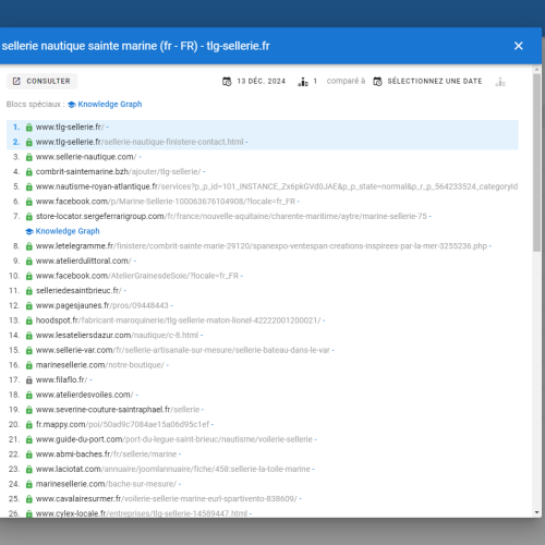 Le site tlg-sellerie.fr se positionne en haut de Google pour le mot-clé ' sellerie nautique Sainte Marine '
