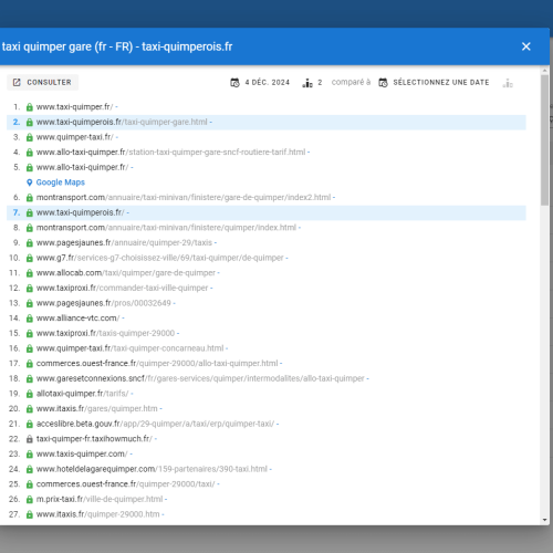 Le site taxi-quimperois.fr se positionne en haut de Google pour le mot-clé ' taxi Quimper gare '