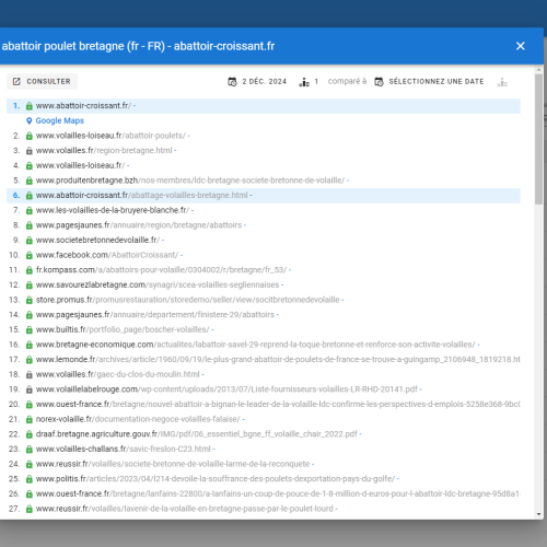 Le site abattoir-croissant.fr se positionne en haut de Google pour le mot-clé ' abattoir poulet Bretagne '