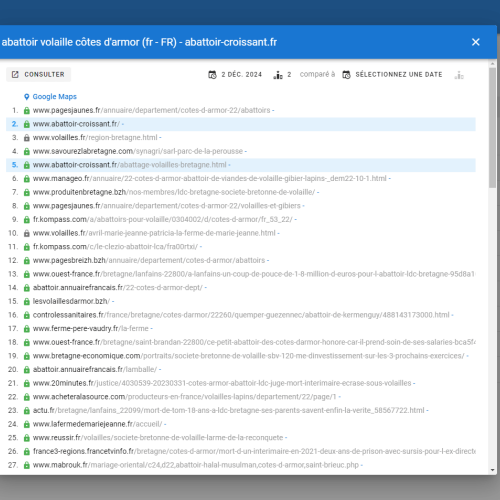 Le site abattoir-croissant.fr se positionne en haut de Google pour le mot-clé ' abattoir volaille Côtes d'Armor '