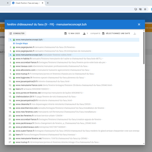 Le site menuiserieconcept.bzh se positionne en haut de Google pour le mot-clé ' fenêtre Châteauneuf du Faou '
