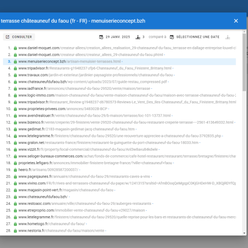 Le site menuiserieconcept.bzh se positionne en haut de Google pour le mot-clé ' terrasse Châteauneuf du Faou '