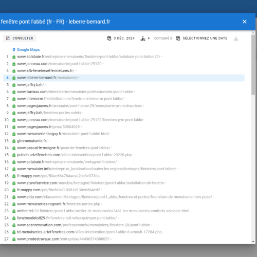Le site leberre-bernard.fr se positionne en haut de Google pour le mot-clé ' fenêtre Pont l'Abbé '