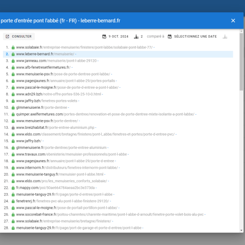 Le site leberre-bernard.fr se positionne en haut de Google pour le mot-clé ' porte d'entrée Pont l'Abbé '