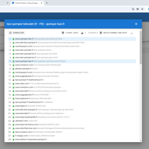 Le site quimper-taxi.fr se positionne en haut de Google pour le mot-clé ' taxi Quimper Bénodet '