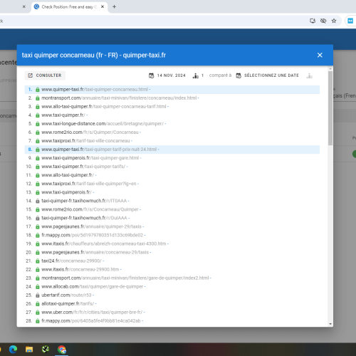 Le site quimper-taxi.fr se positionne en haut de Google pour le mot-clé ' taxi Quimper Concarneau '