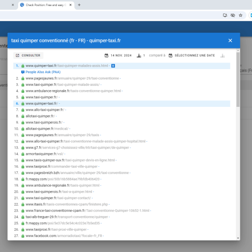 Le site quimper-taxi.fr se positionne en haut de Google pour le mot-clé ' taxi Quimper conventionné '