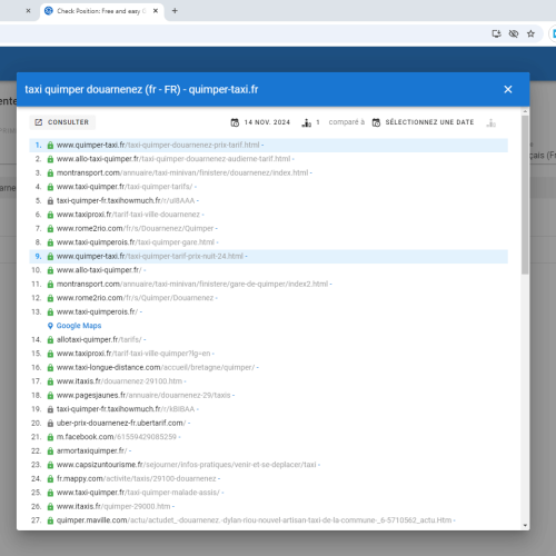 Le site quimper-taxi.fr se positionne en haut de Google pour le mot-clé ' taxi Quimper Douarnenez '